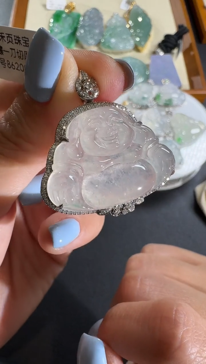 【闪购商品】翡翠吊坠(不含链)18K金镶嵌【源头工厂】钻石镶嵌