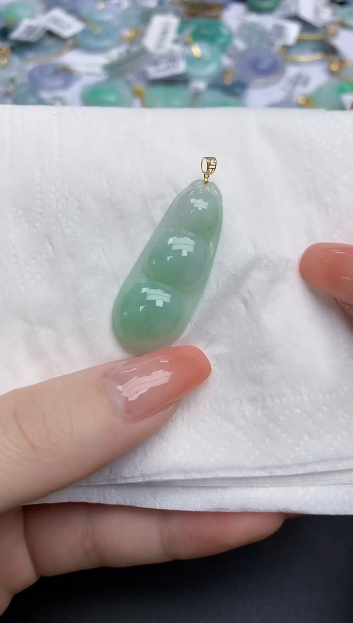 【闪购商品】翡翠颈饰18K金镶嵌天然缅甸翡翠A货