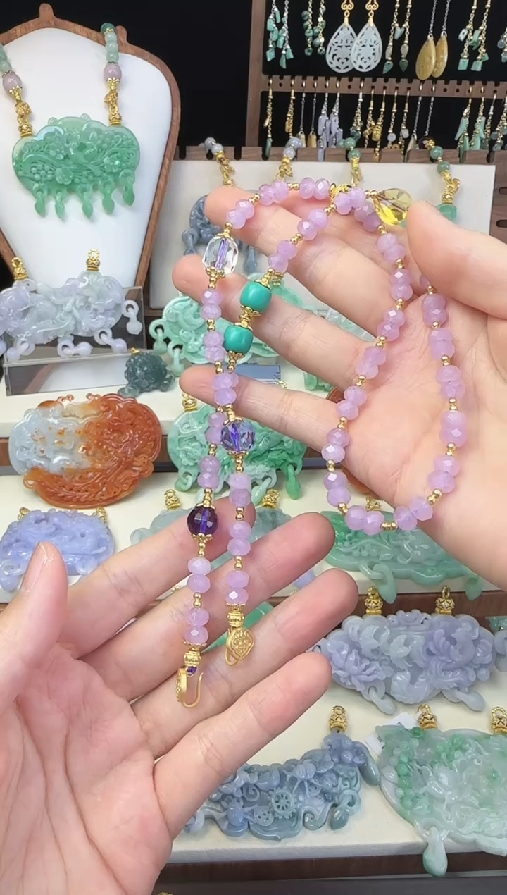 翡翠未镶嵌颈饰国风原创