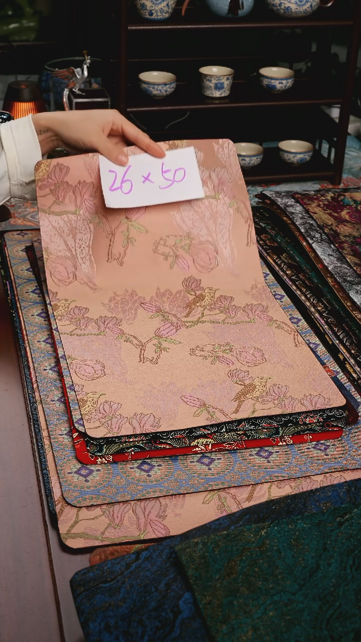 【玉兰鸟单面】中国风干泡织锦茶席26*50