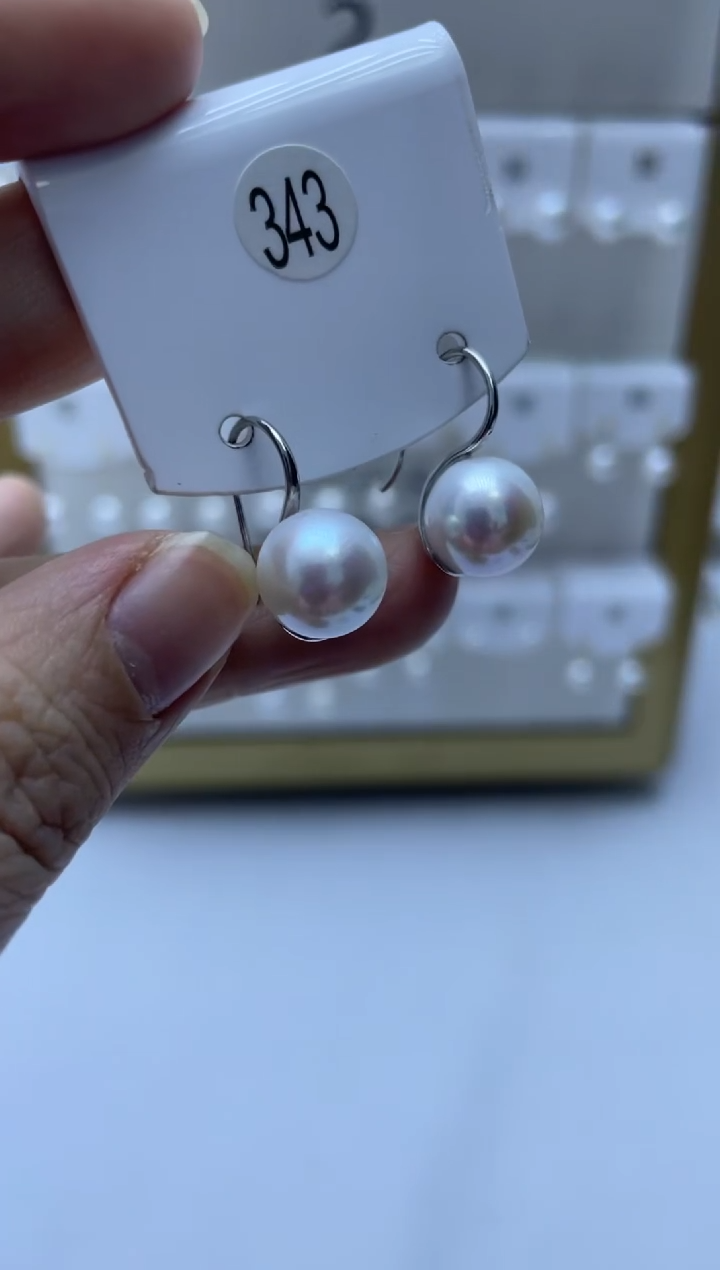 银S925镶嵌耳饰淡水珍珠343