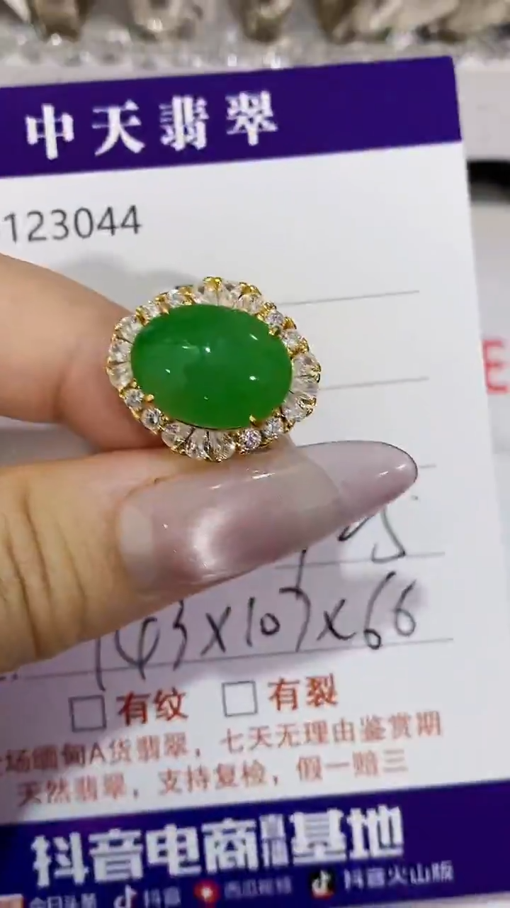 银S925镶嵌戒指翡翠3044