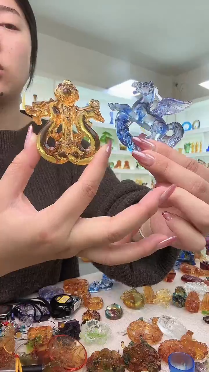 手工艺品琉璃龙凤+飞马