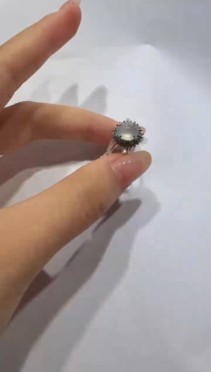 银S925镶嵌戒指翡翠缅甸A货翡翠戒指