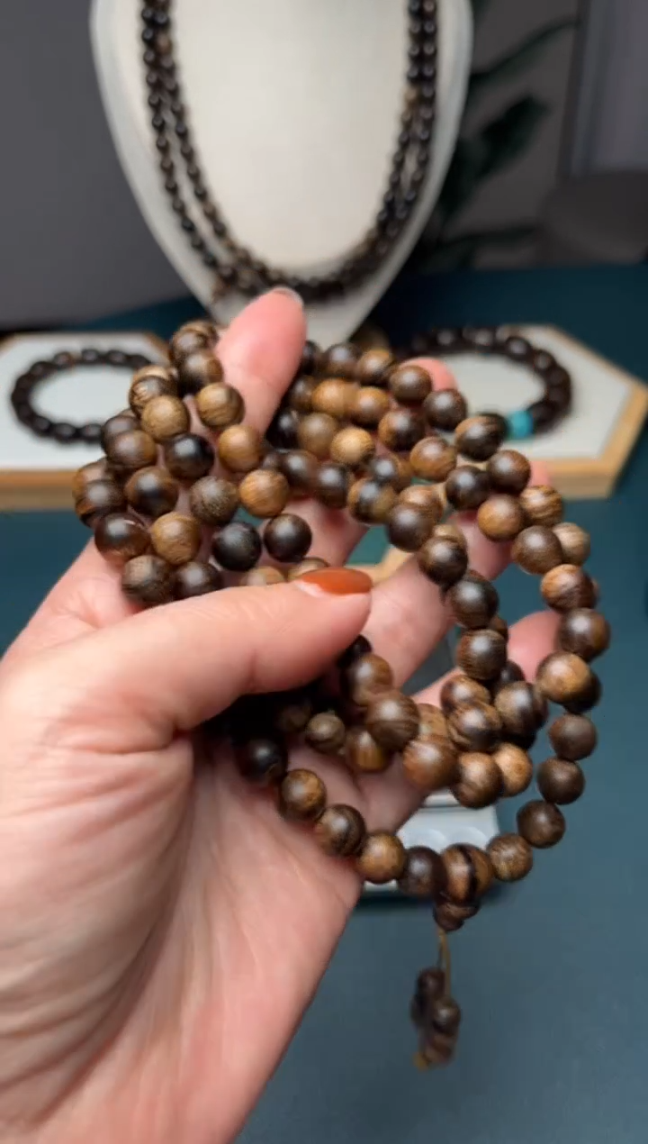 沉香手串8mm108越南芽庄白奇楠沉水留疤