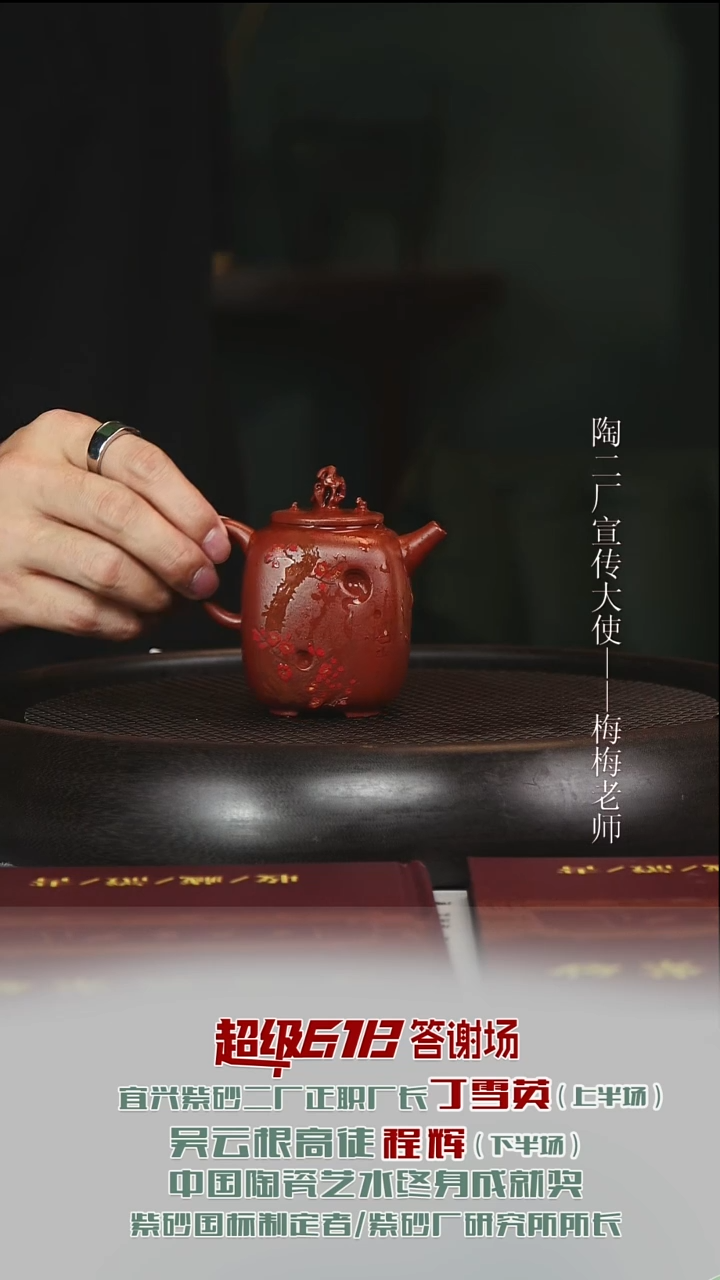 茶壶紫砂DXY80太湖石宫灯大红泥150cc