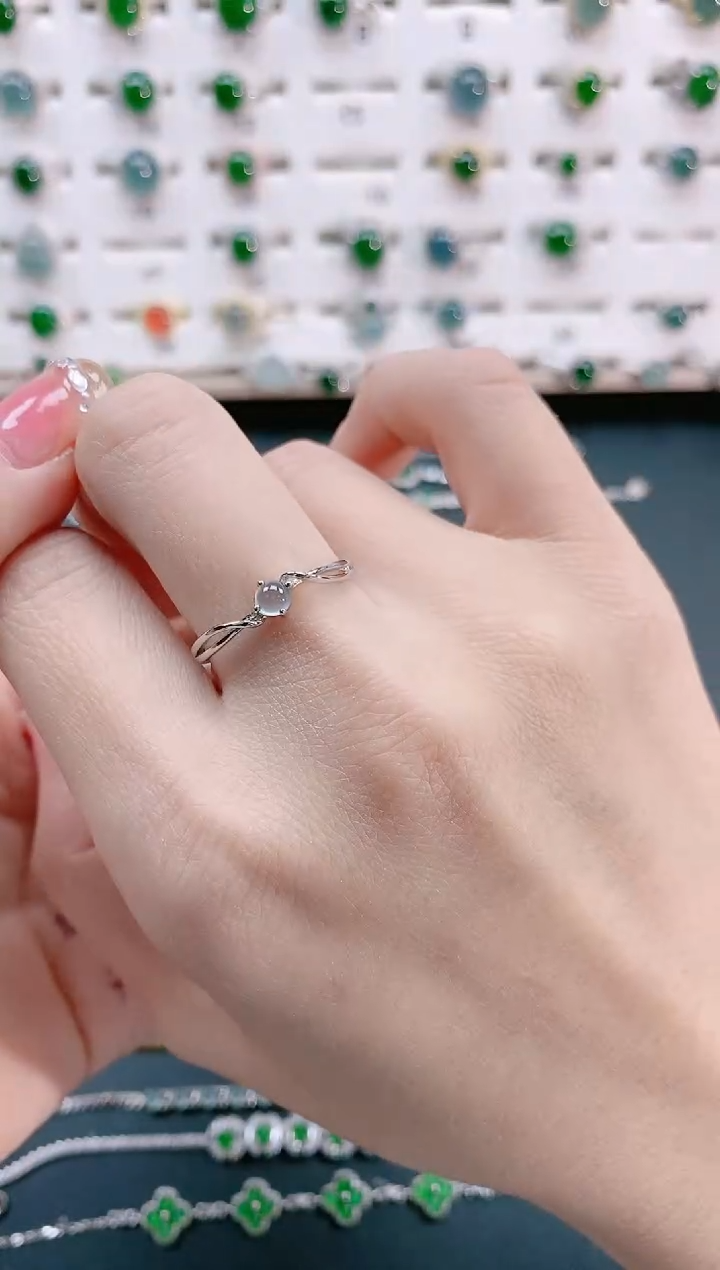 【闪购商品】翡翠戒指银S925镶嵌天然翡翠