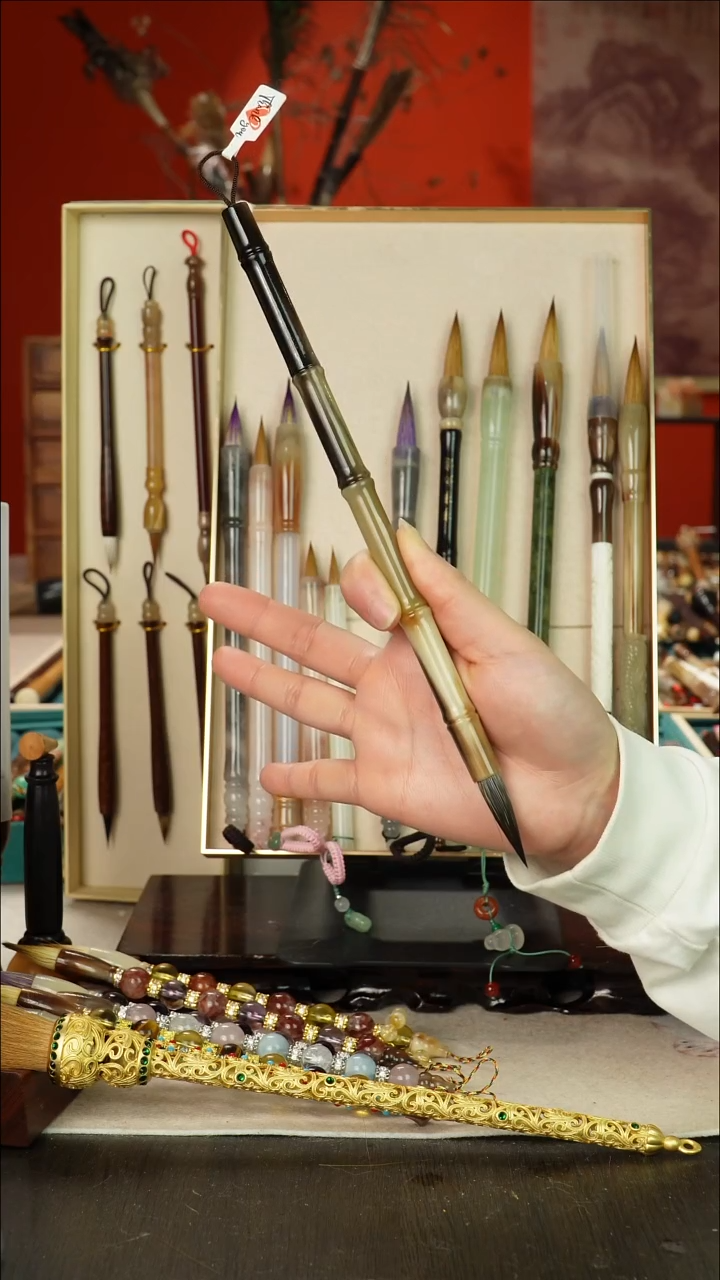 72号闪孤品高货毛笔链接 清水试笔 蘸墨不退