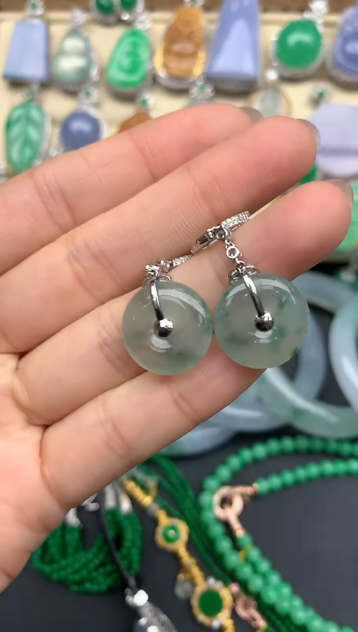 【闪购商品】翡翠耳饰18K金镶嵌386--中国好珍宝