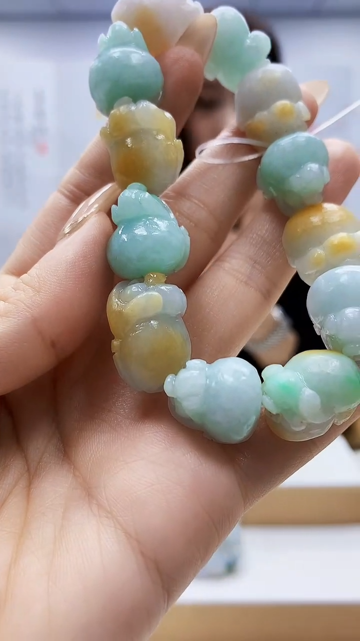 未镶嵌定制翡翠4829ty-毛货手串66