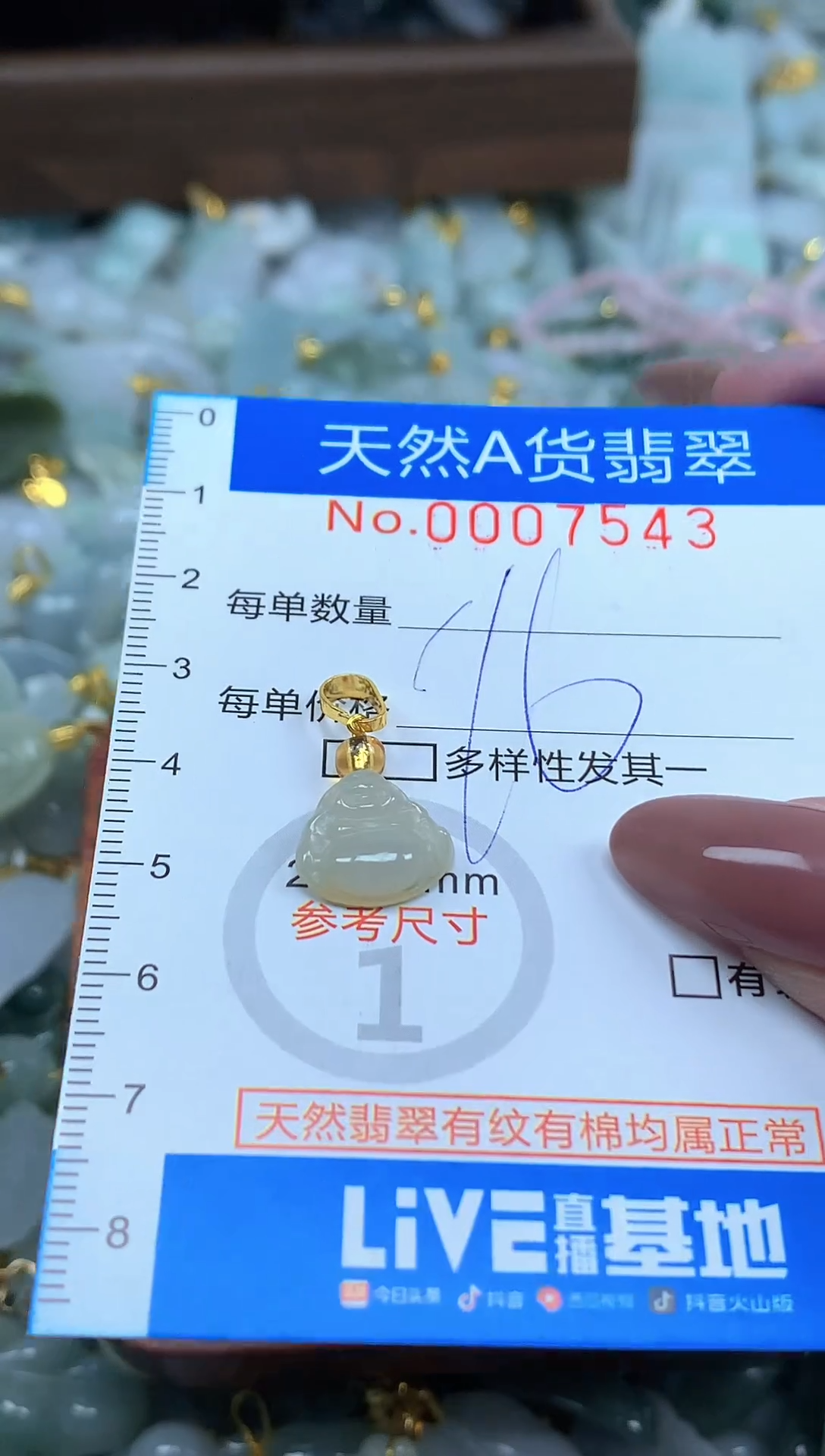 颈饰未镶嵌翡翠净货挂件-7543