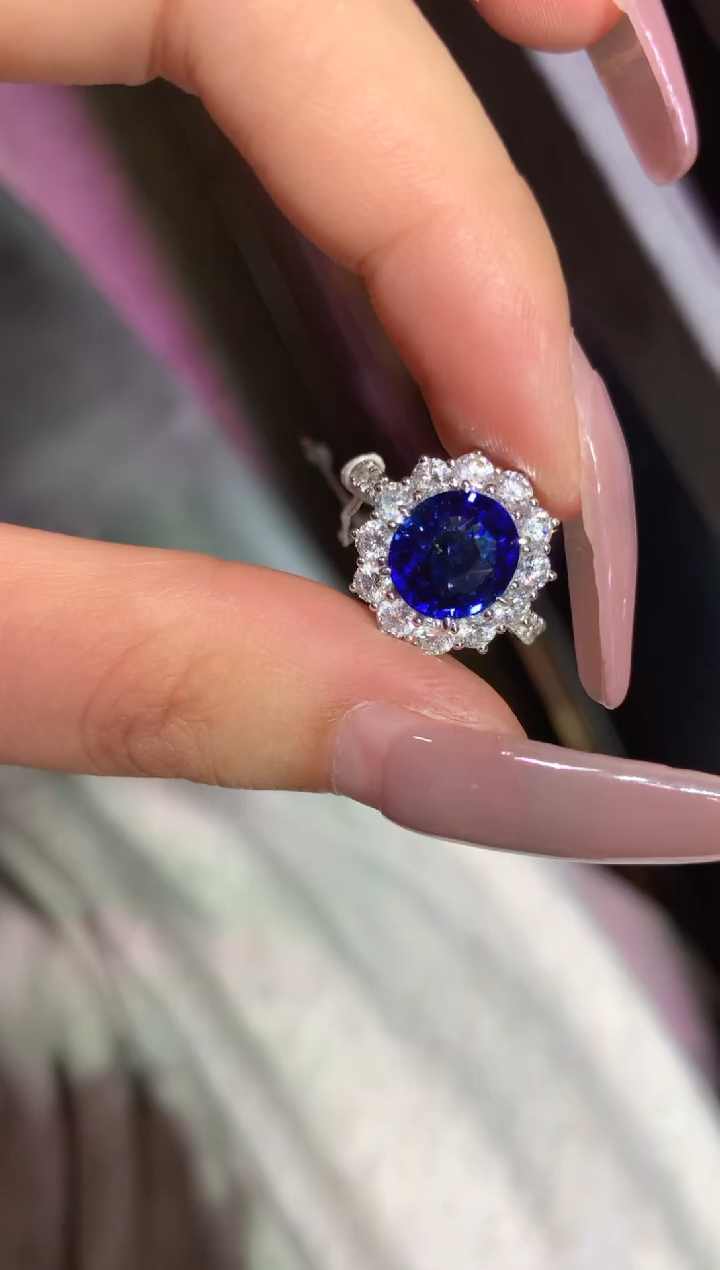 戒指蓝宝石18K金镶嵌3.07CT