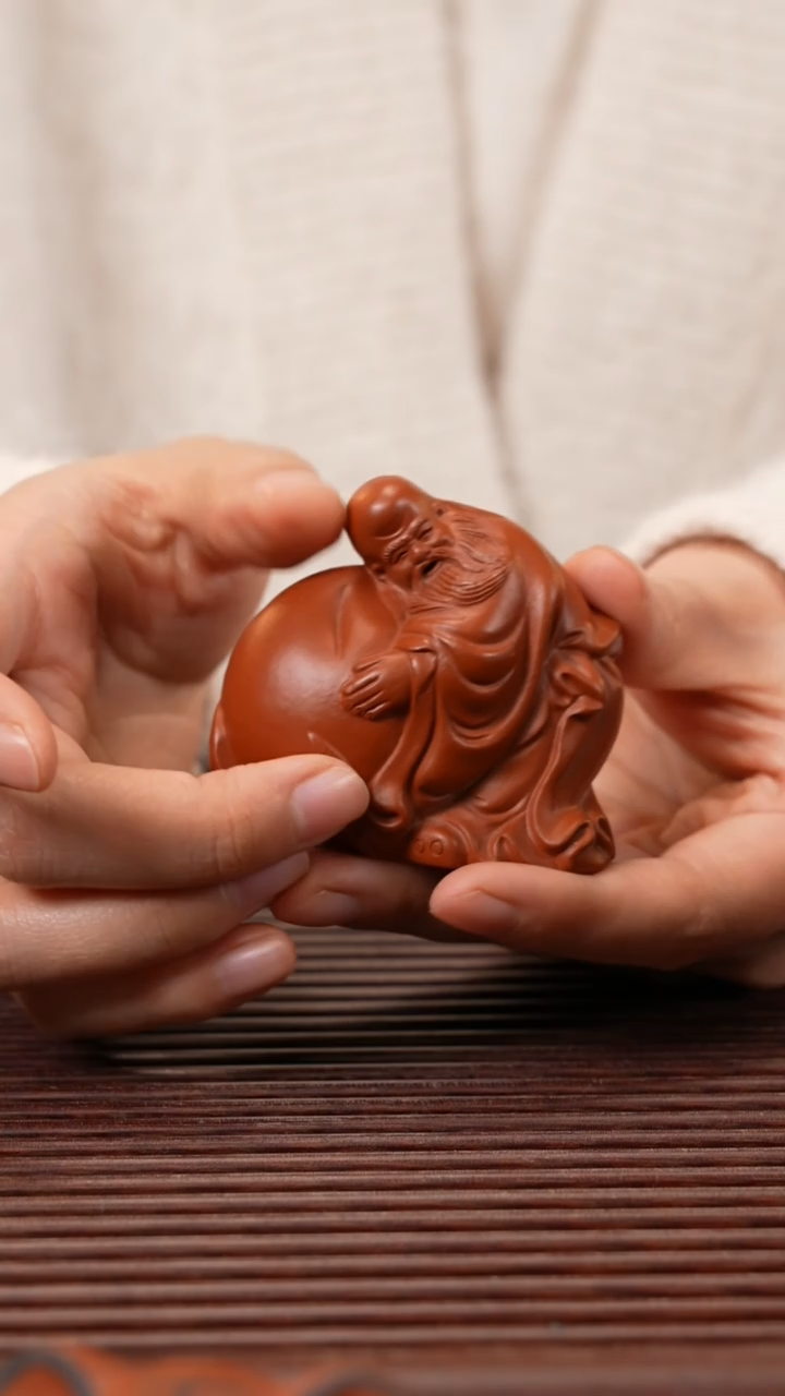 【闪购商品】紫砂茶宠朱泥寿星