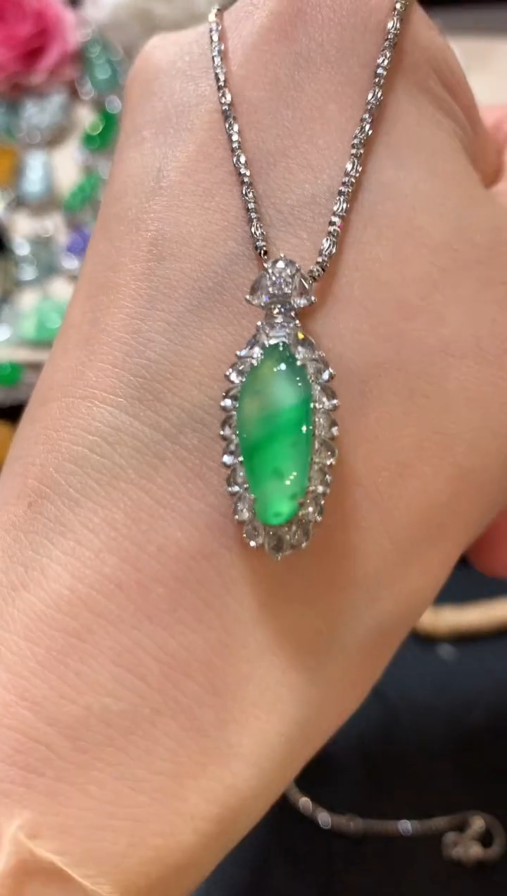 吊坠(不含链)18K金镶嵌翡翠m90  