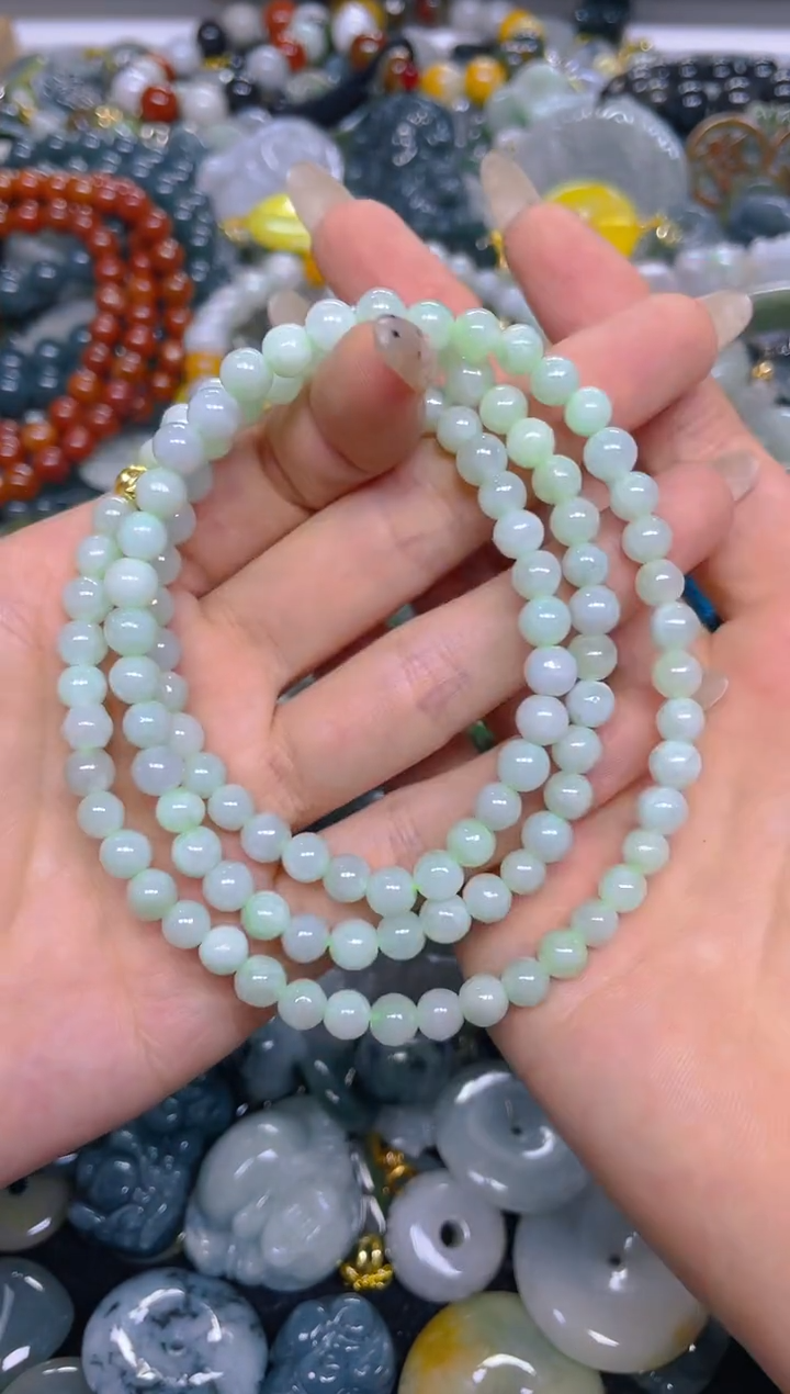 颈饰未镶嵌翡翠5MM/ H /翡翠A货，一件也是批发价