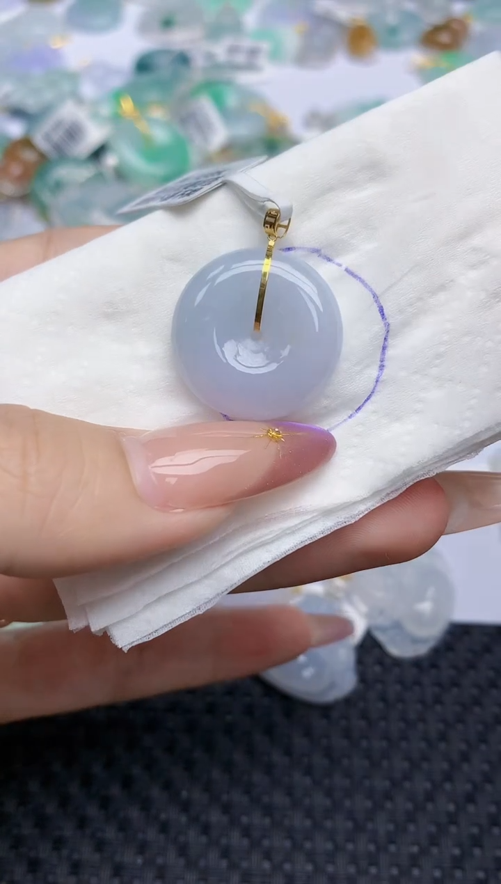 翡翠18K金镶嵌颈饰87   天然翡翠A货  百元以上9米证书费自理