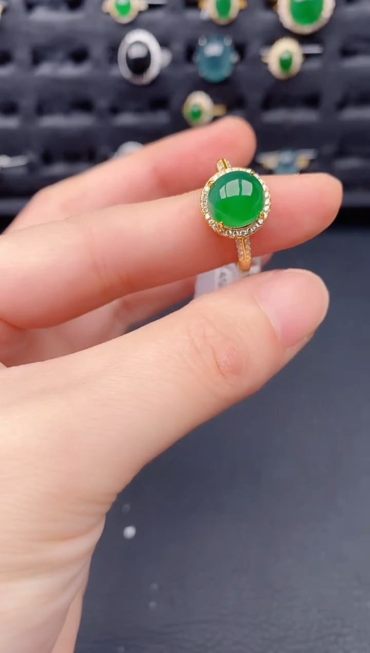 银S925镶嵌戒指翡翠天然a货481