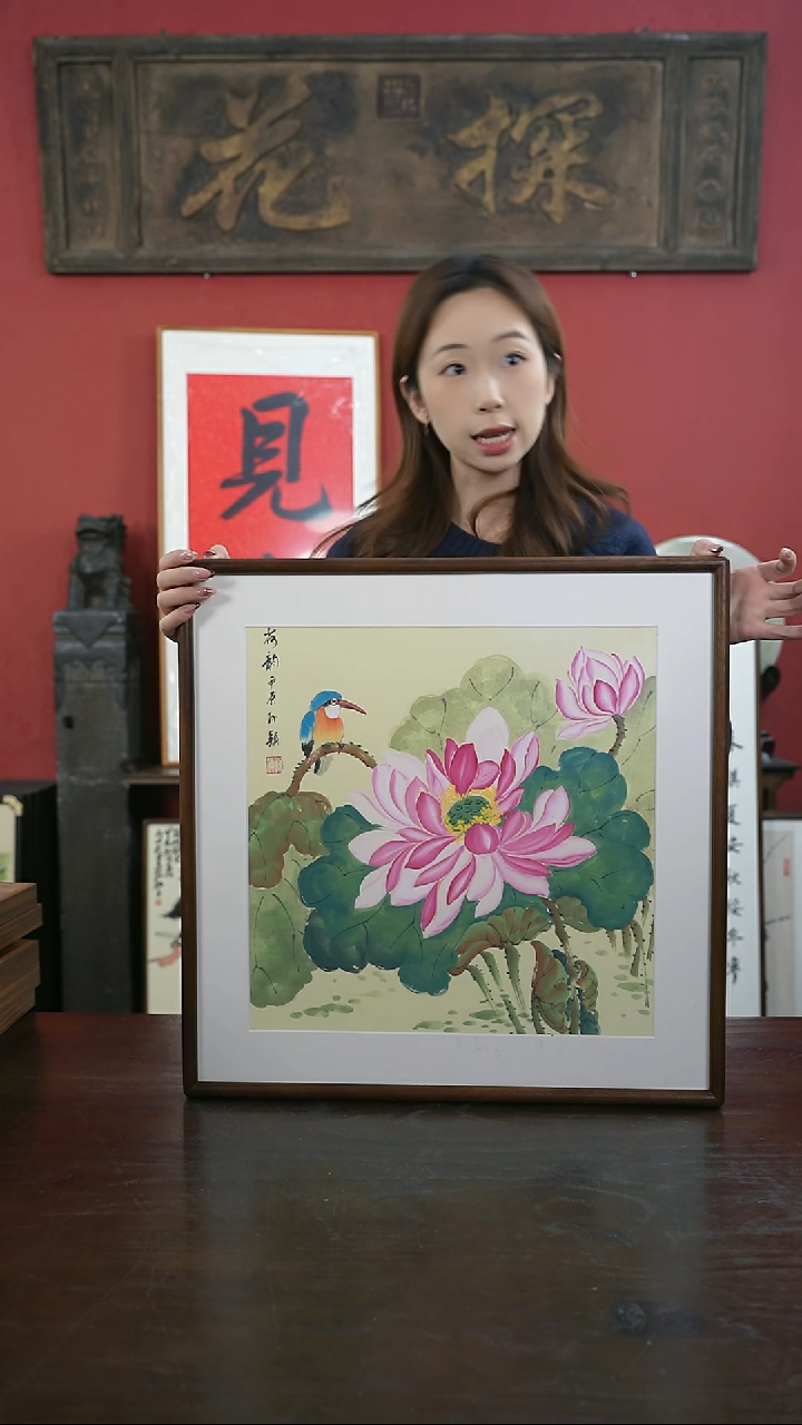 【闪购商品】书法手绘50*50-A345荷花-孙