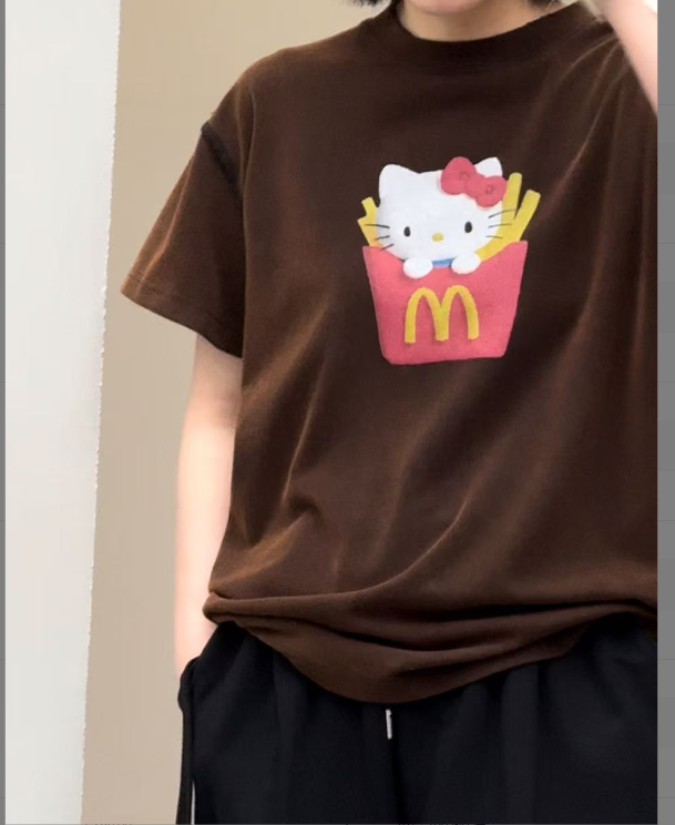 韩国正品不支持退换/Ri/薯条猫T恤/0424/21