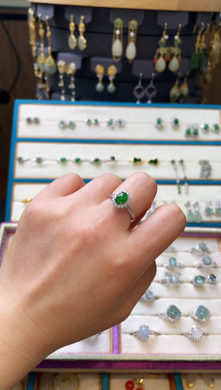 【闪购商品】翡翠挂件银S925镶嵌戒指