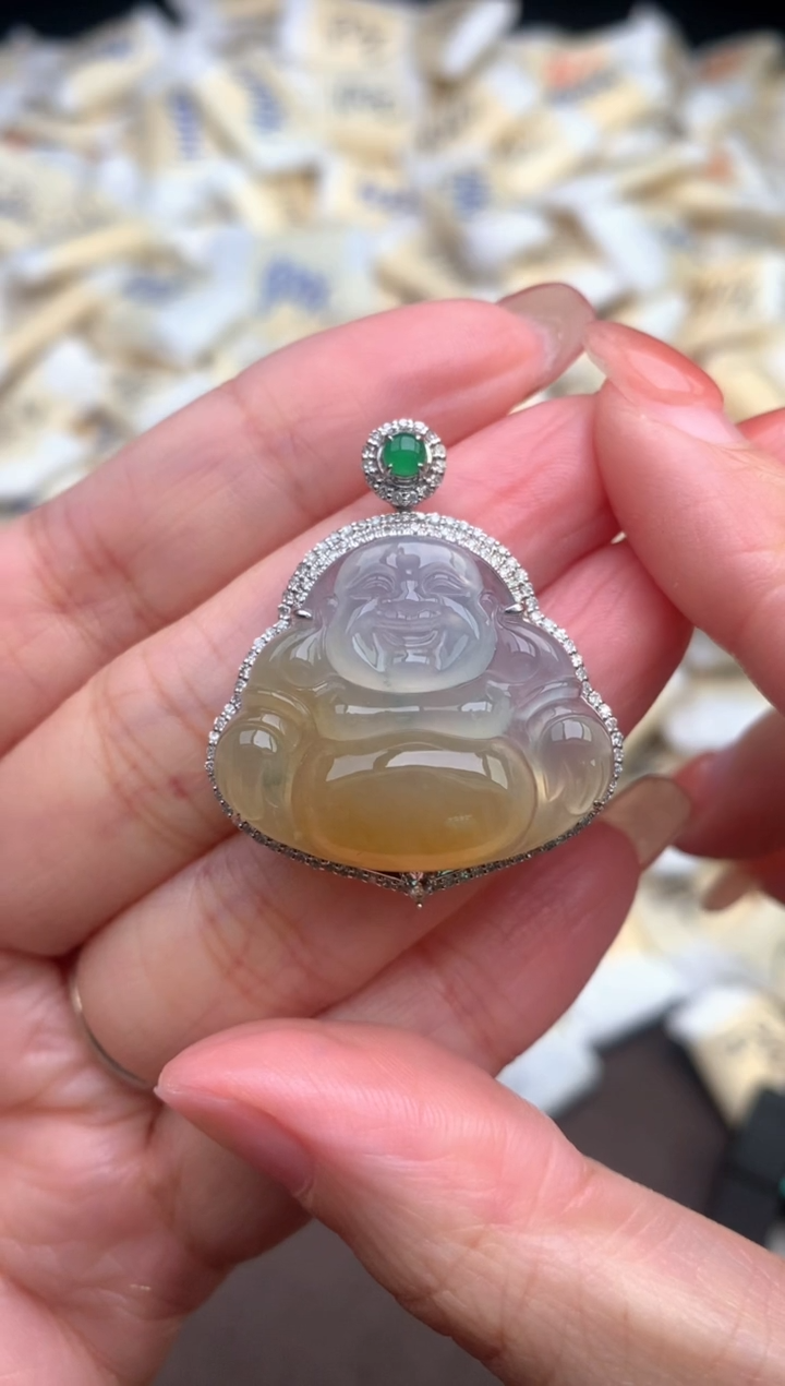 【闪购商品】翡翠挂件18K金镶嵌—
