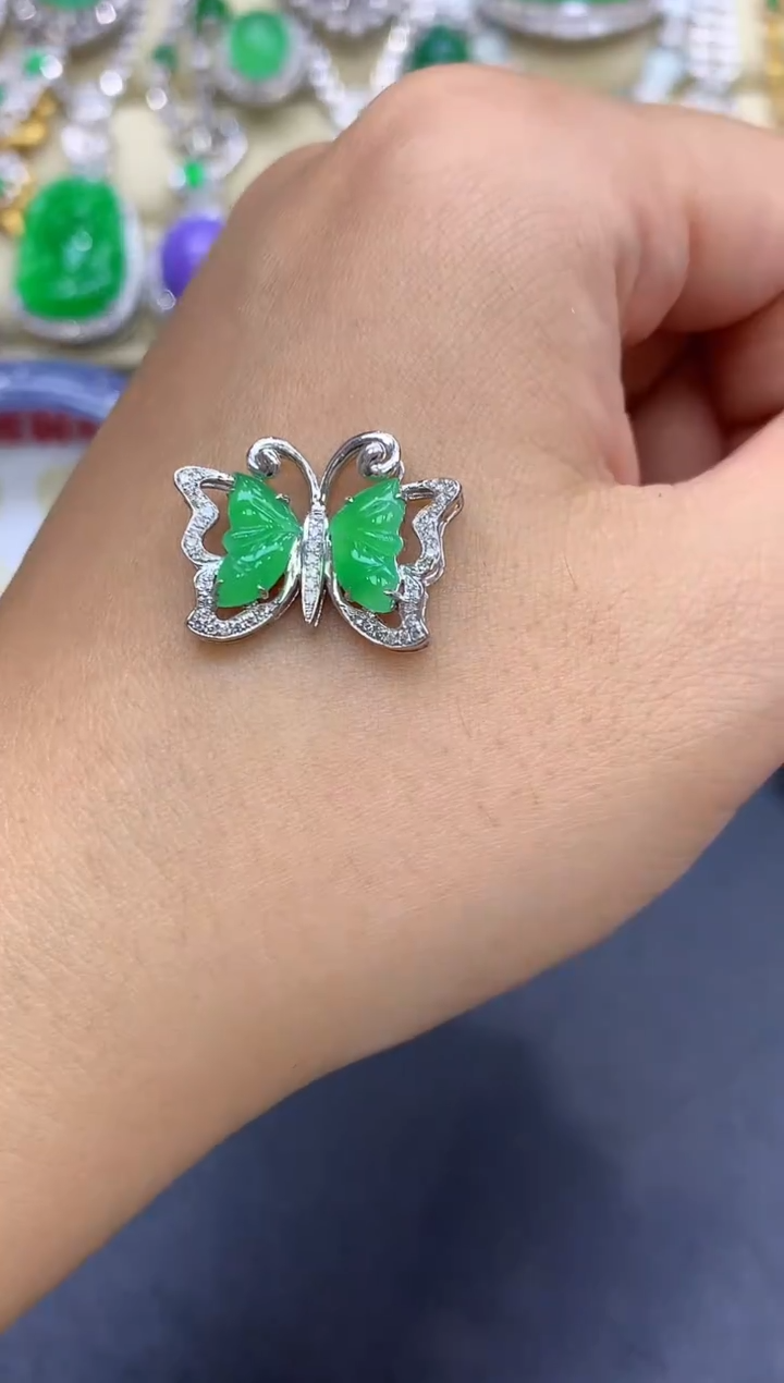 颈饰18K金镶嵌翡翠295-中国好珍宝