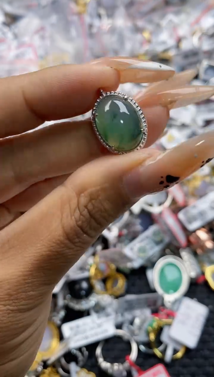 翡翠戒指银S925镶嵌222     7