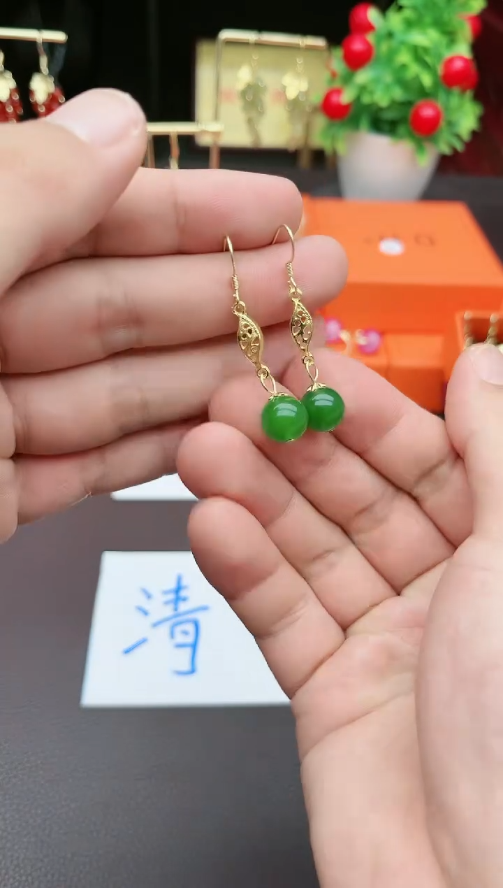 玛瑙/玉髓耳饰银S925镶嵌437000