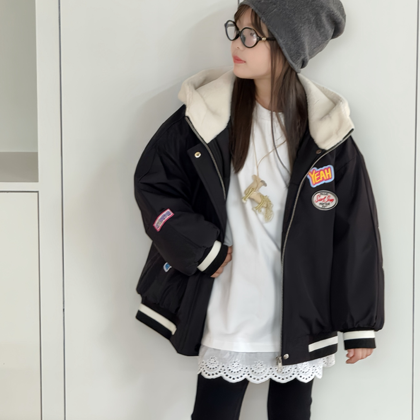 【豪宝贝】2025FW印标徽章加棉外套棉服8076