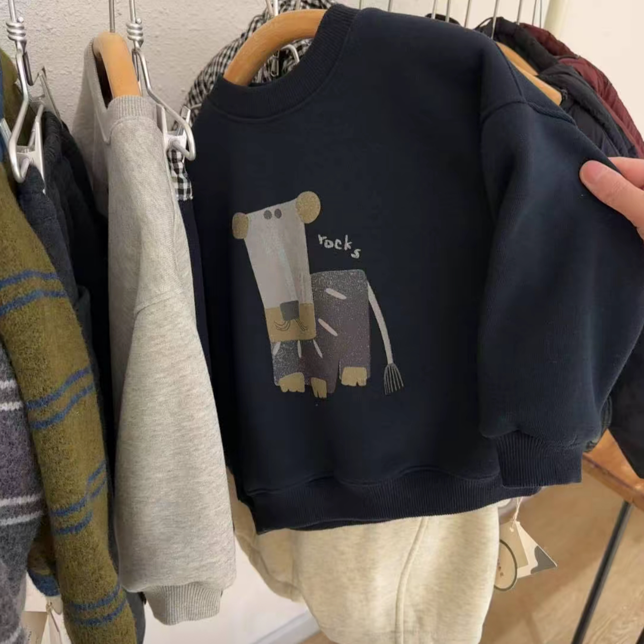 男童卫衣2025秋冬新款韩系中小童儿童加绒长袖卡通加厚圆领上衣潮