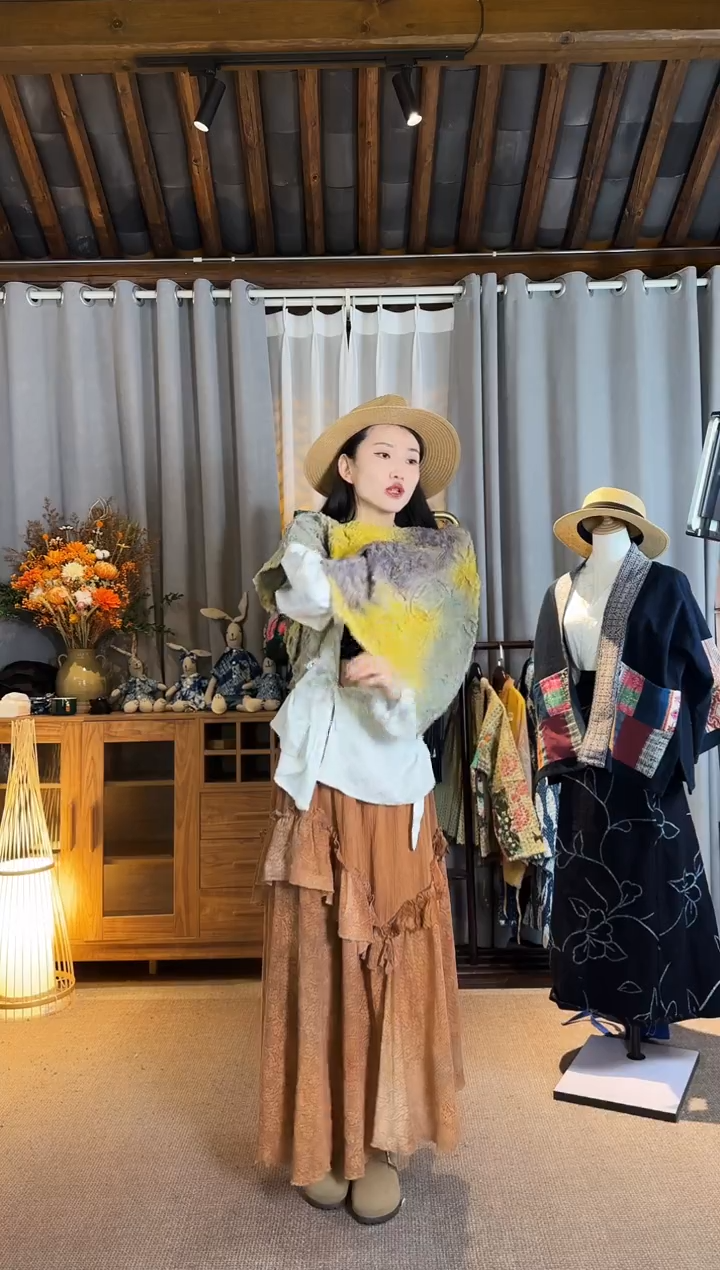 【闪购商品】设计师款柿染半裙