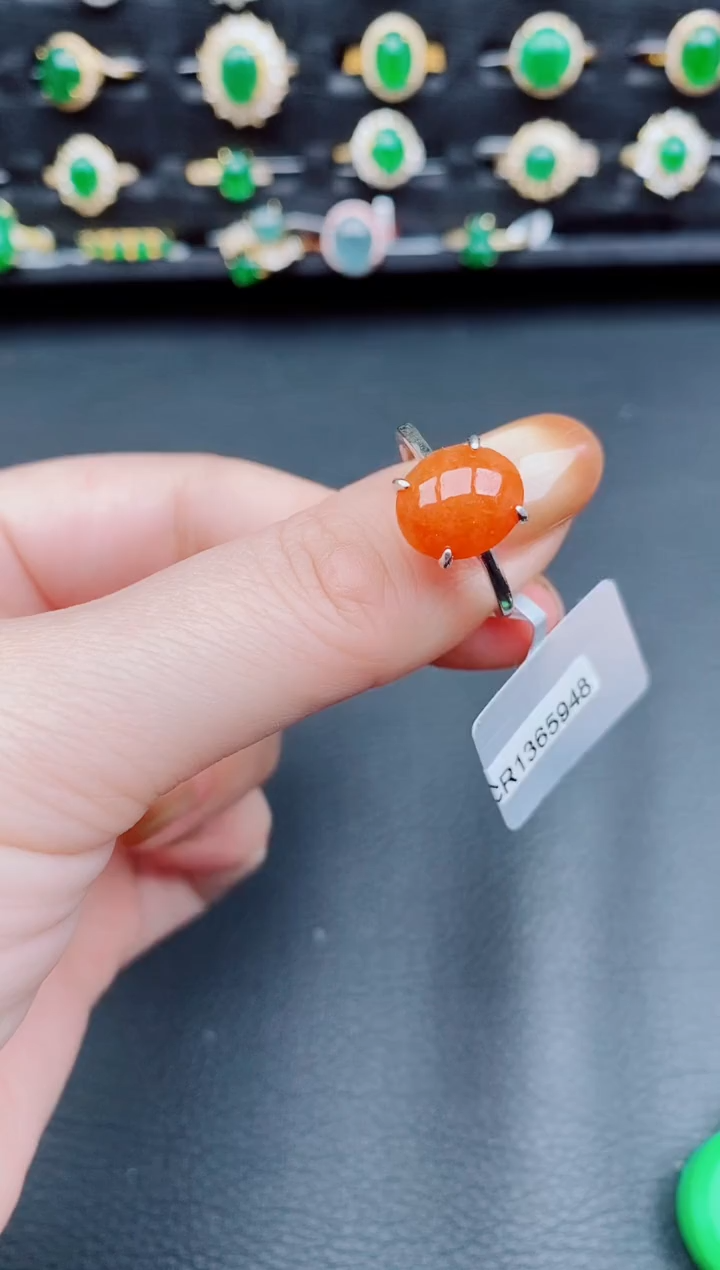 【闪购商品】翡翠戒指银S925镶嵌天然a货翡翠28