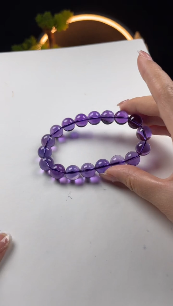 【闪购商品】紫晶手链未镶嵌天然巴西紫水晶圆珠手串11mm