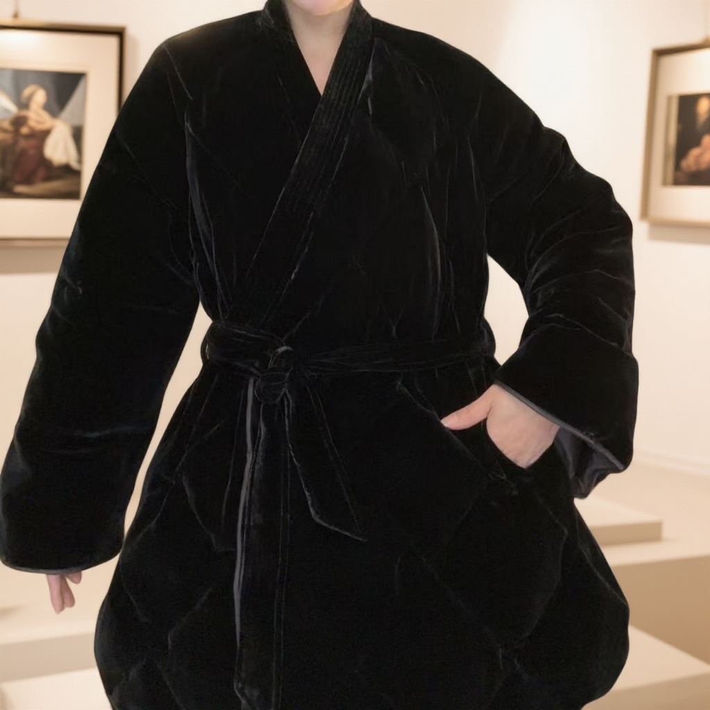 QNH-丝绒多色系腰国风新中式羽绒服