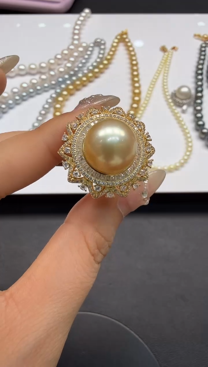 银S925镶嵌戒指海水珍珠H1223-1227-245