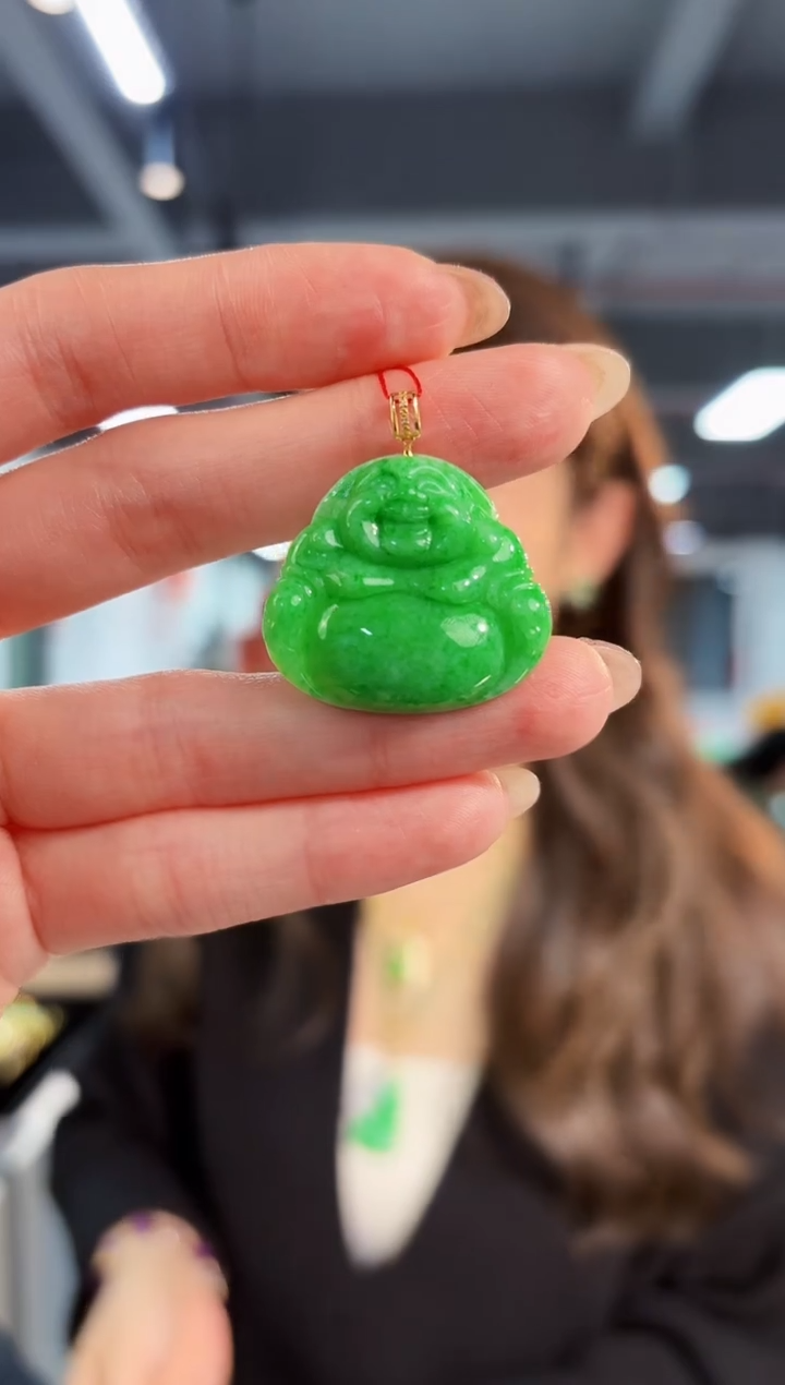 【闪购商品】翡翠吊坠(不含链)18K金镶嵌缅料A货/支持复检/一件