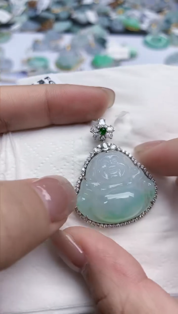 【闪购商品】翡翠颈饰18K金镶嵌天然缅甸翡翠A货