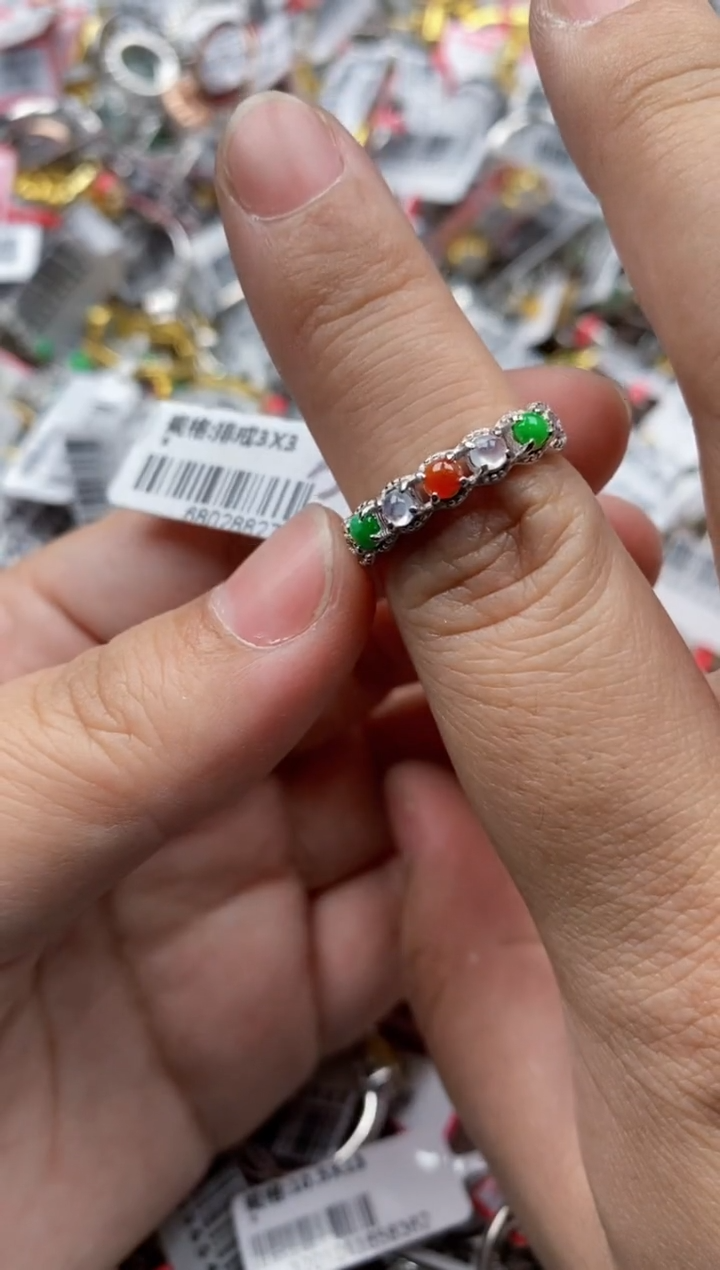 【闪购商品】翡翠戒指银S925镶嵌88888---5