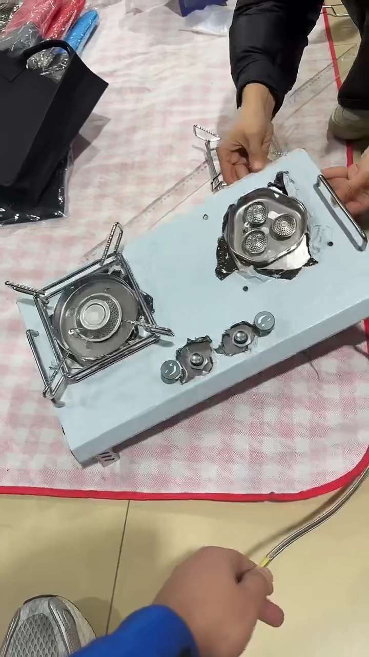 不锈钢双灶炉头自驾游炉具