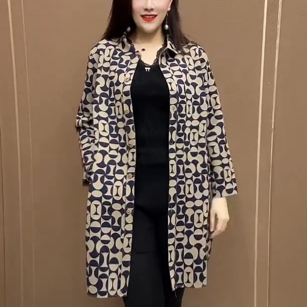 中老年妈妈百搭中长款外套2025新款宽松休闲秋款时尚双兜女装大衣