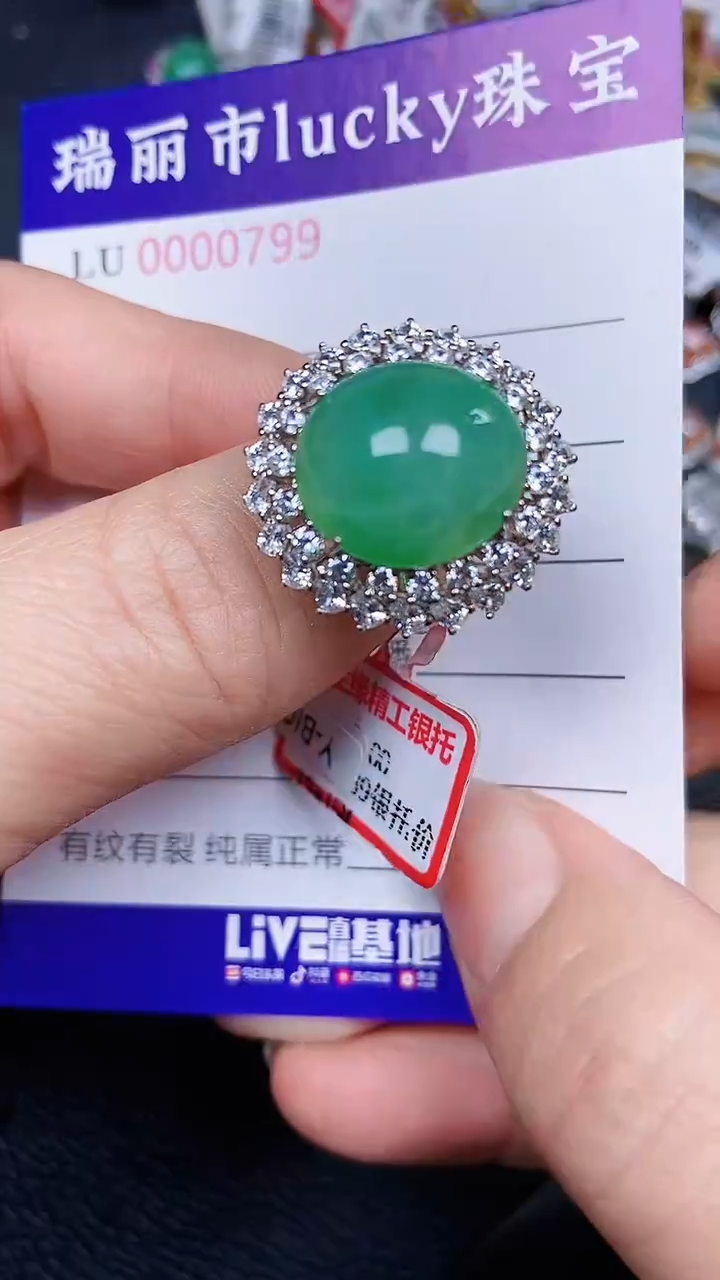 颈饰银S925镶嵌翡翠0799