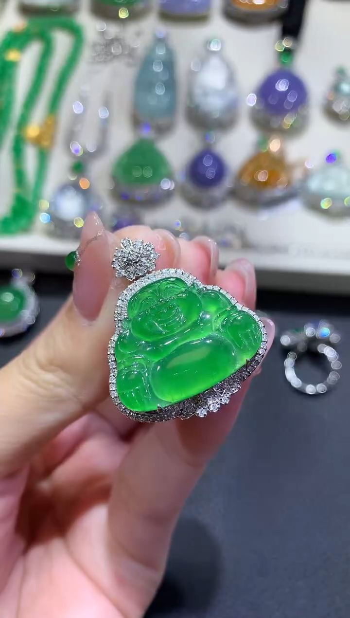 【闪购商品】翡翠吊坠(不含链)18K金镶嵌61-佛公