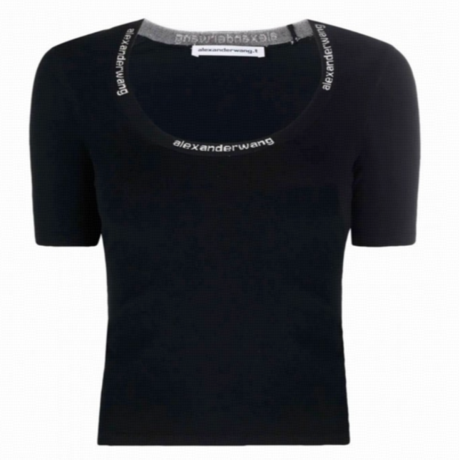 全新未使用   圆领字母纯色短袖 黑色/S