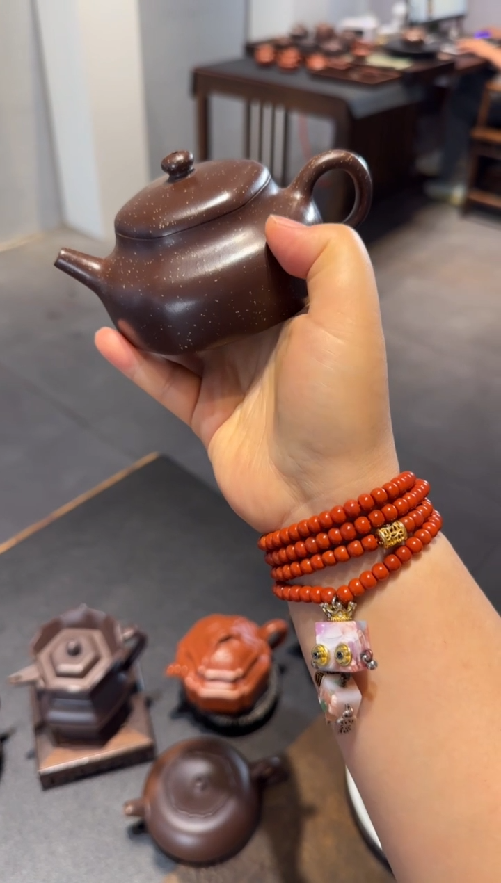 茶壶紫砂六方静乐 铺砂
