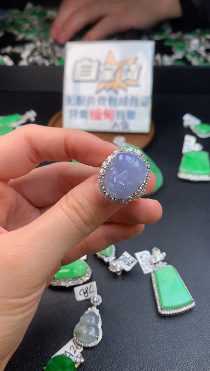 【闪购商品】翡翠戒指银S925镶嵌翡翠