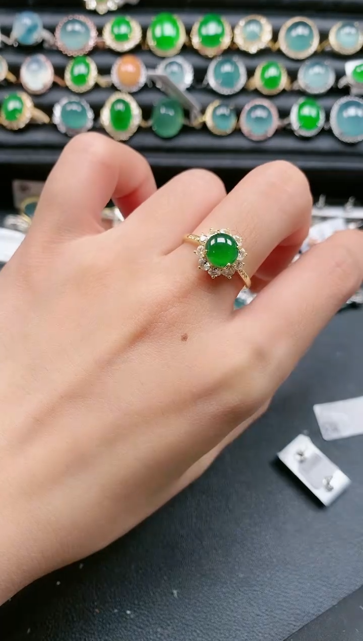 【闪购商品】翡翠戒指银S925镶嵌11111