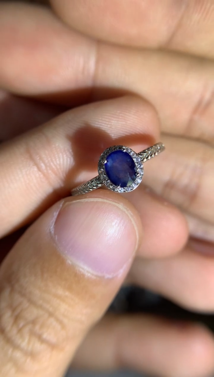 【闪购商品】蓝宝石戒指银S925镶嵌天然