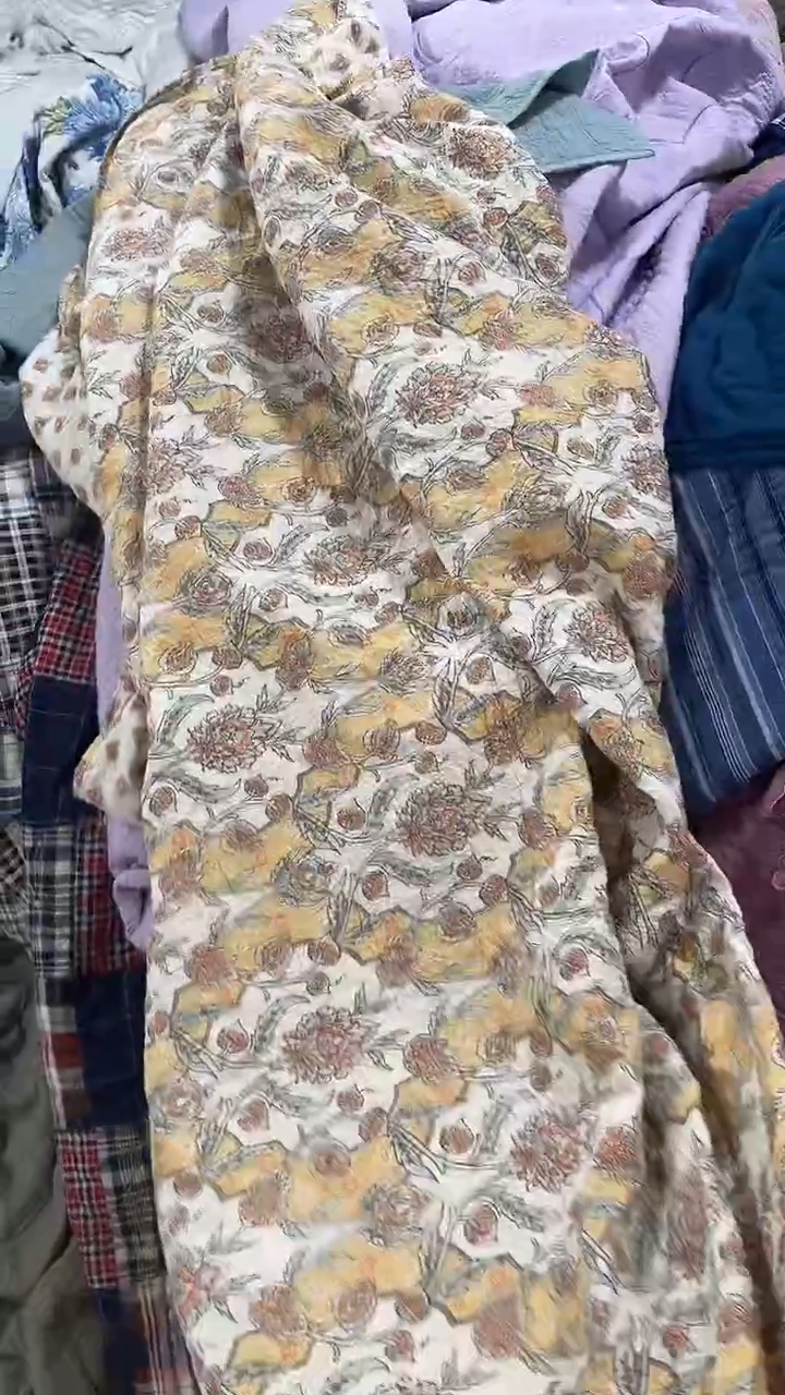 水洗棉黄花褶皱2.2*2.3