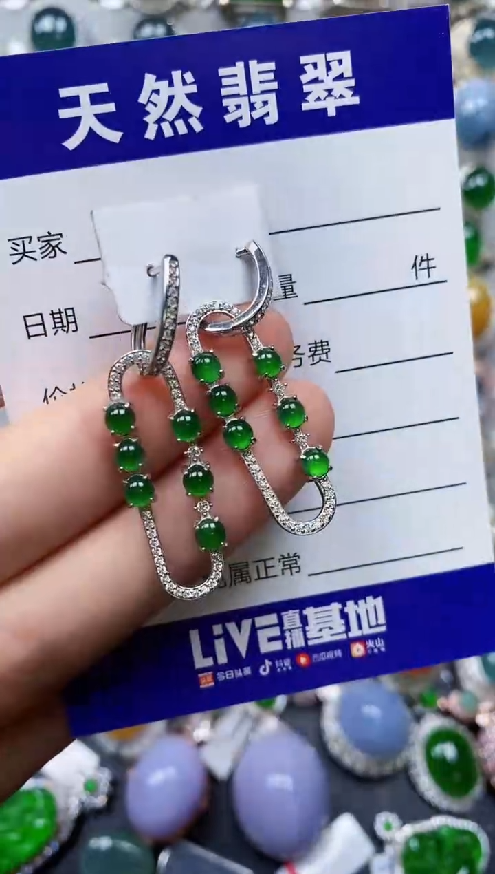 【闪购商品】翡翠耳饰银S925镶嵌0461