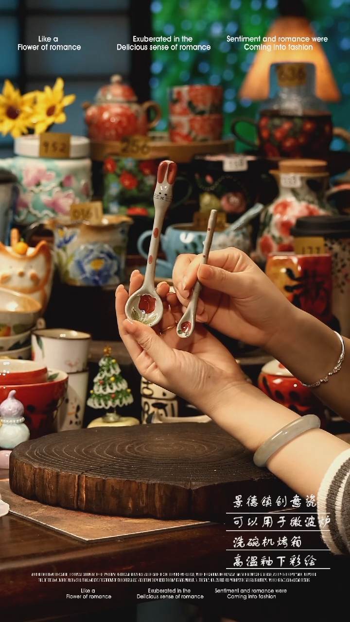 陶瓷随机景德镇高温釉下彩手工手绘款式@A0476@